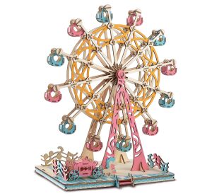 Woodcraft Holz 3D Puzzle Riesenrad Pastell