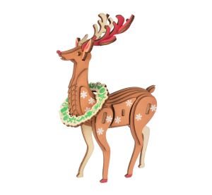 Woodcraft Hölzernes 3D Puzzle Weihnachten Rentier