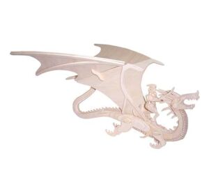 Woodcraft Hölzerne 3D Puzzle Tiere Drache und Ritter