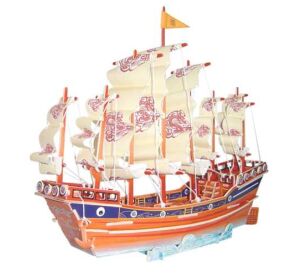 Woodcraft 3D-Puzzle aus Holz Farbiges Segelboot PC131