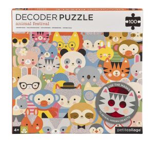 Petit Collage Puzzle Tiere 100 Teile mit 3D-Brille