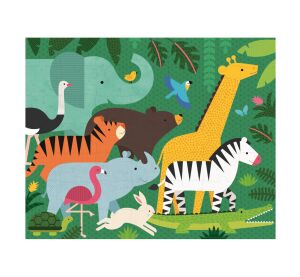 Petit Collage Reversible Puzzle 2in1 Dschungel