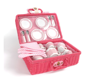 Tidlo Picknickgeschirr im rosa Korb