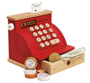Le Toy Van hölzerne Kasse mit rotem Geld