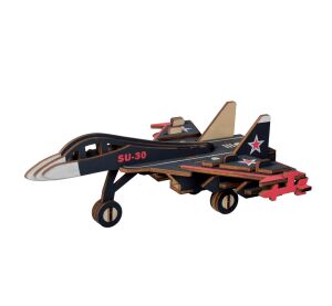 Woodcraft Hölzernes 3D Puzzle Kampfflugzeug SU30