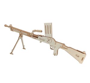 Woodcraft Hölzernes 3D Puzzle Leichtes Maschinengewehr