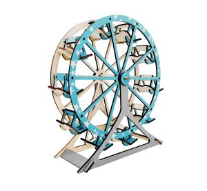 Woodcraft Holz 3D Puzzle Riesenrad Türkis