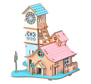 Woodcraft Hölzernes 3D Puzzle Villa am Fluss