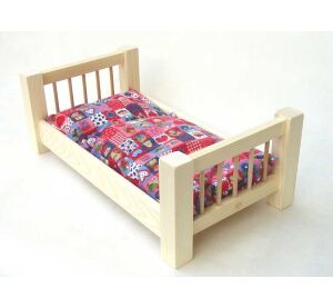 Puppenbett aus Holz natur groß