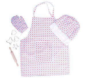 Bigjigs Toys Kochset mit Schürze mit Polka Dots