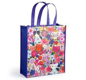 Mudpuppy Wiederverwendbare Einkaufstasche Katzen in Blumen
