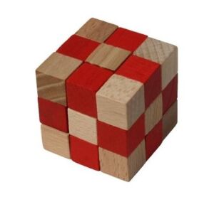 Faltwürfel, rot - aus Holz
