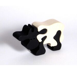 Fauna Massivholzpuzzle Kuh schwarz