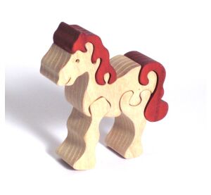 Fauna Massivholzpuzzle kleines weißes Pferd