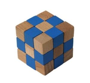 Faltwürfel, blau - aus Holz