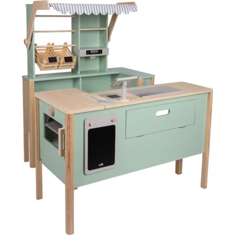 Holz-Kaufladen und Küche Tasty grün, 2-in-1