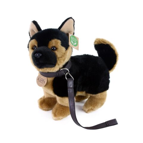 Plüsch Deutscher Schäferhund mit Leine stehend 23 cm ECO-FRIENDLY