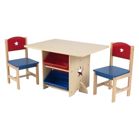 KidKraft Star Tisch mit zwei Stühlen und Kisten