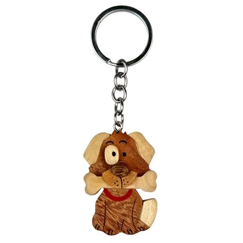 2Kids Toys Großer Schlüsselanhänger aus Holz Hund mit Knochen