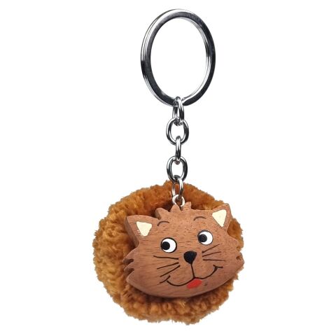2Kids Toys Schlüsselanhänger aus Holz mit Pompon Katze