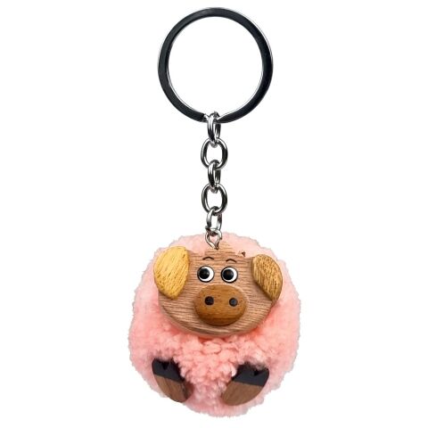2Kids Toys Schlüsselanhänger aus Holz mit Pompon Schwein