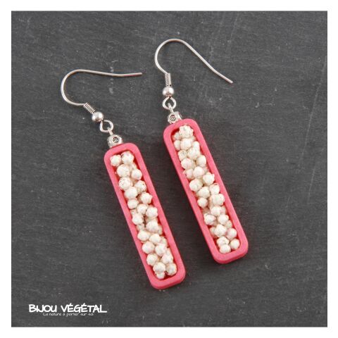 Live Jewellery - Ohrringe Jardiniere rosa mit permanenten weißen Blumen