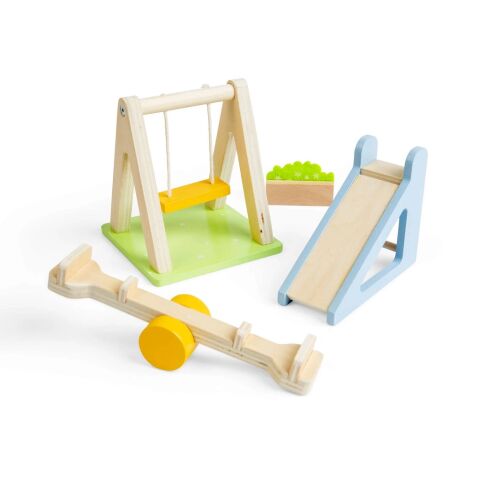 Bigjigs Toys Puppenhausmöbel aus Holz Spielplatz im Freien