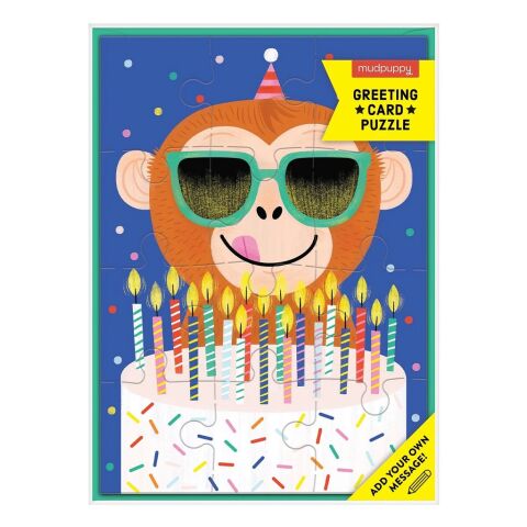 Puzzle mit einem Wunschaffe mit Kuchen 12 Teile