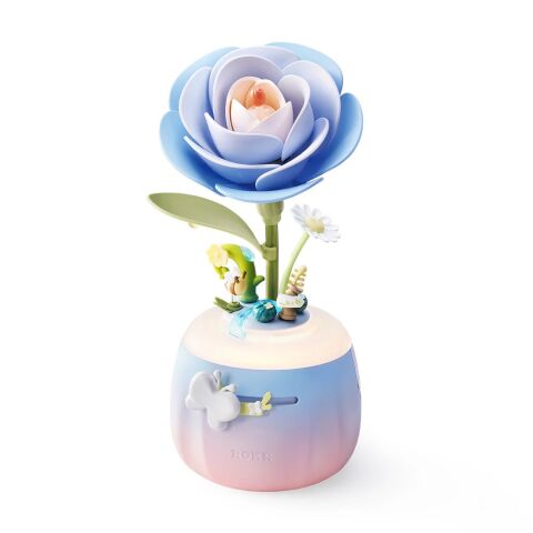 RoboTime 3D Mechanisches Puzzle Nacht-Aromalampe Blaue Kamelie