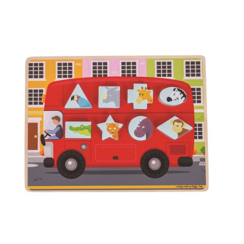 Bigjigs Toys Einlegepuzzle Bus mit Tieren