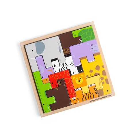 Bigjigs Toys Holzpuzzle-Blöcke mit Safaritieren