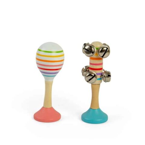 Bigjigs Toys Satz Rumbaball rosa und Glöckchen blau