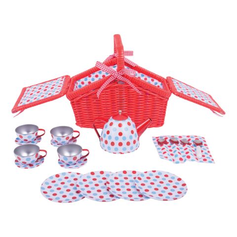 Bigjigs Toys Polka Dot Tee-Set im Picknickkorb