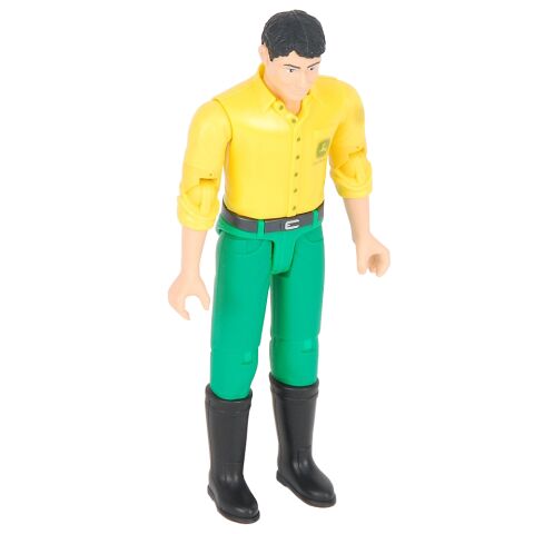 Bruder BWORLD John Deere in einem gelben T-Shirt und einer grünen Hose