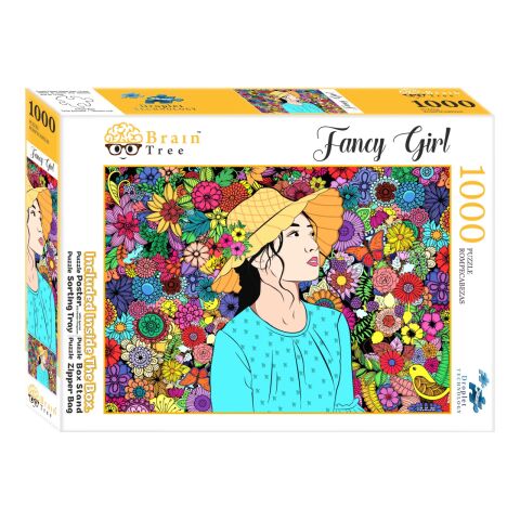 Brain Tree Puzzle Mädchen zwischen Blumen 1000 Teile
