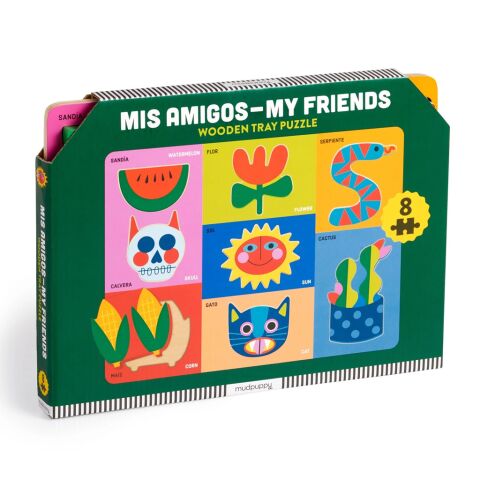Mudpuppy Holzeinlegepuzzle Mis amigos, meine Freunde 8 Teile