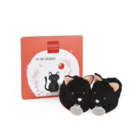 Doudou-Geschenkset - Erste Booties Set schwarze Katze 0-6 Monate