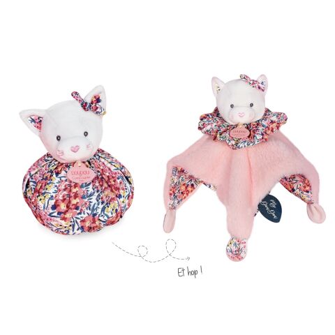 Doudou Schnuffeltuch Katze rosa 3in1