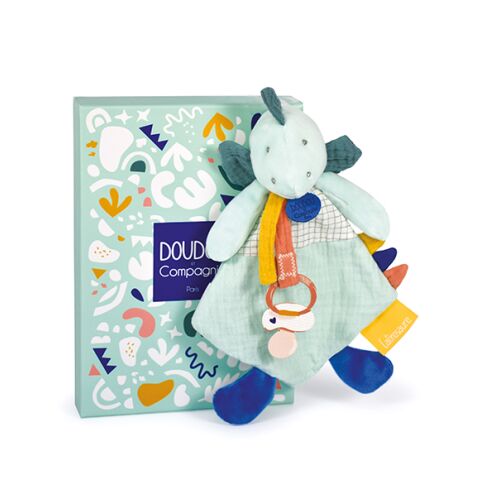 Doudou-Geschenkset - Spielzeug mit Schnullerhalter Dinosaurier grün 23 cm