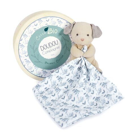 Doudou-Geschenkset - Plüschhund mit Decke aus Bio-Baumwolle 15 cm