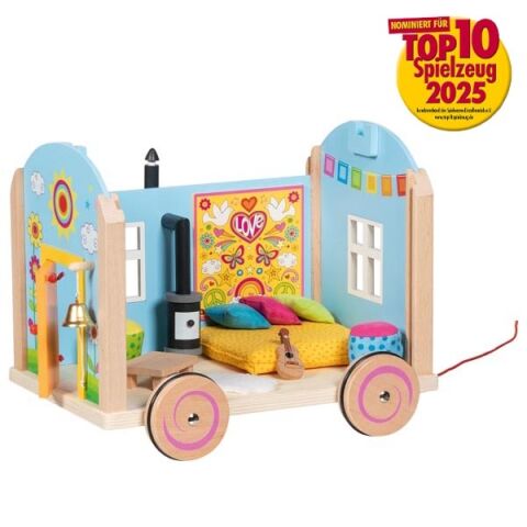 Goki Holzwohnwagen für Puppen
