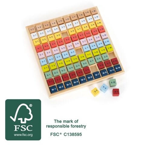 small foot Kleine Multiplikationstabelle farbig aus Holz