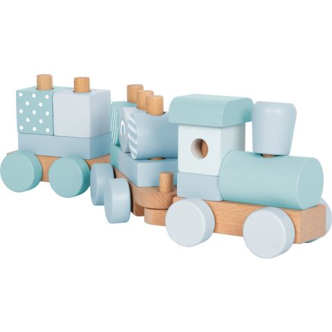 small foot Stapelspiel Holzzug blau