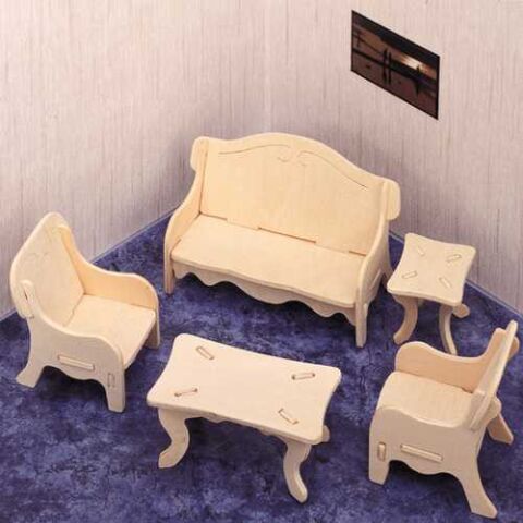 Woodcraft Holzpuzzle 3D-Wohnzimmer