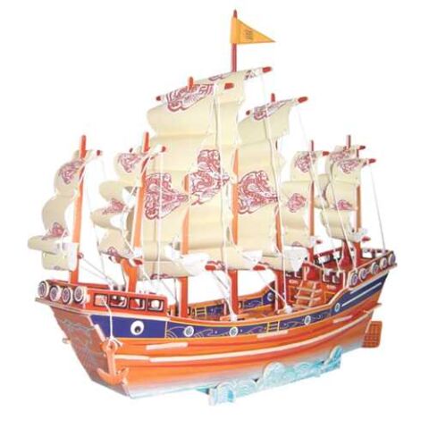 Woodcraft 3D-Puzzle aus Holz Farbiges Segelboot PC131
