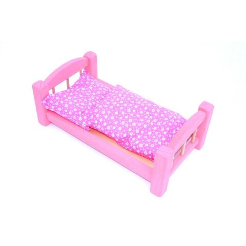 Holzkrippe für Puppen rosa