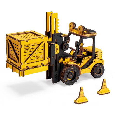 RoboTime Mechanisches 3D-Puzzle aus Holz Gabelstapler