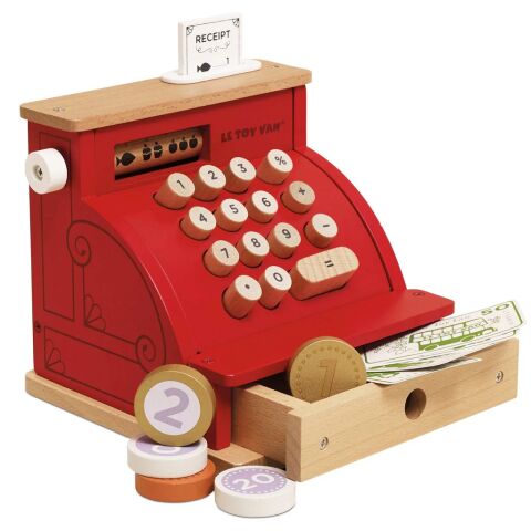 Le Toy Van hölzerne Kasse mit rotem Geld