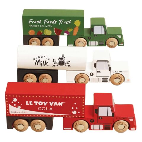 Le Toy Van Holz-LKW-Set mit Anhängern