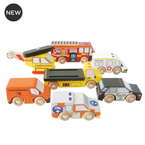 Le Toy Van Rettungswagen-Set mit Hubschrauber